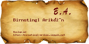Birnstingl Arikán névjegykártya